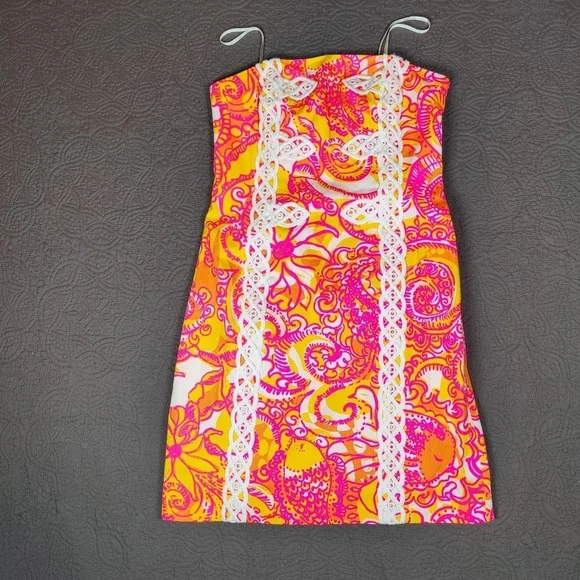 Lilly Pulitzer Tensy Dress Strapless Sea  & Be Seen Mini Size 2 Resortwear - Picture 3 of 15